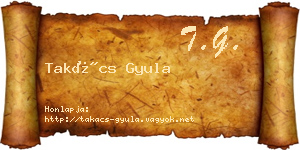 Takács Gyula névjegykártya